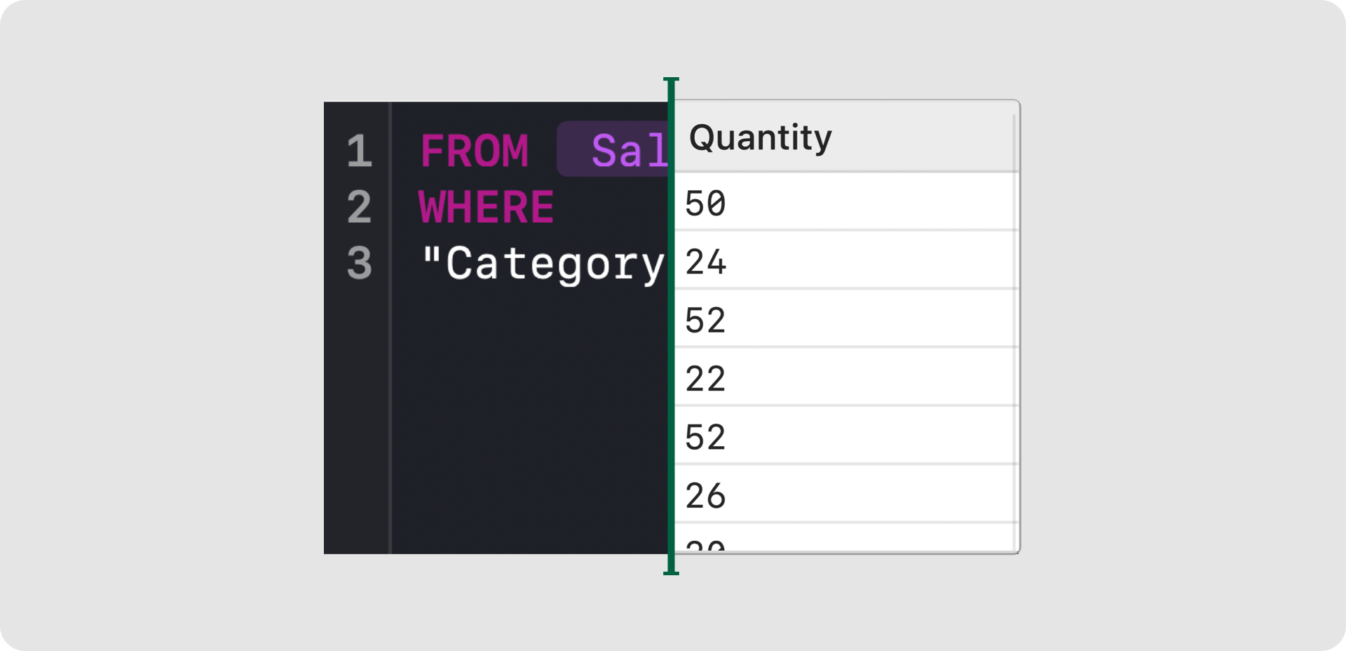Hybrid interface combining SQL and excel-style