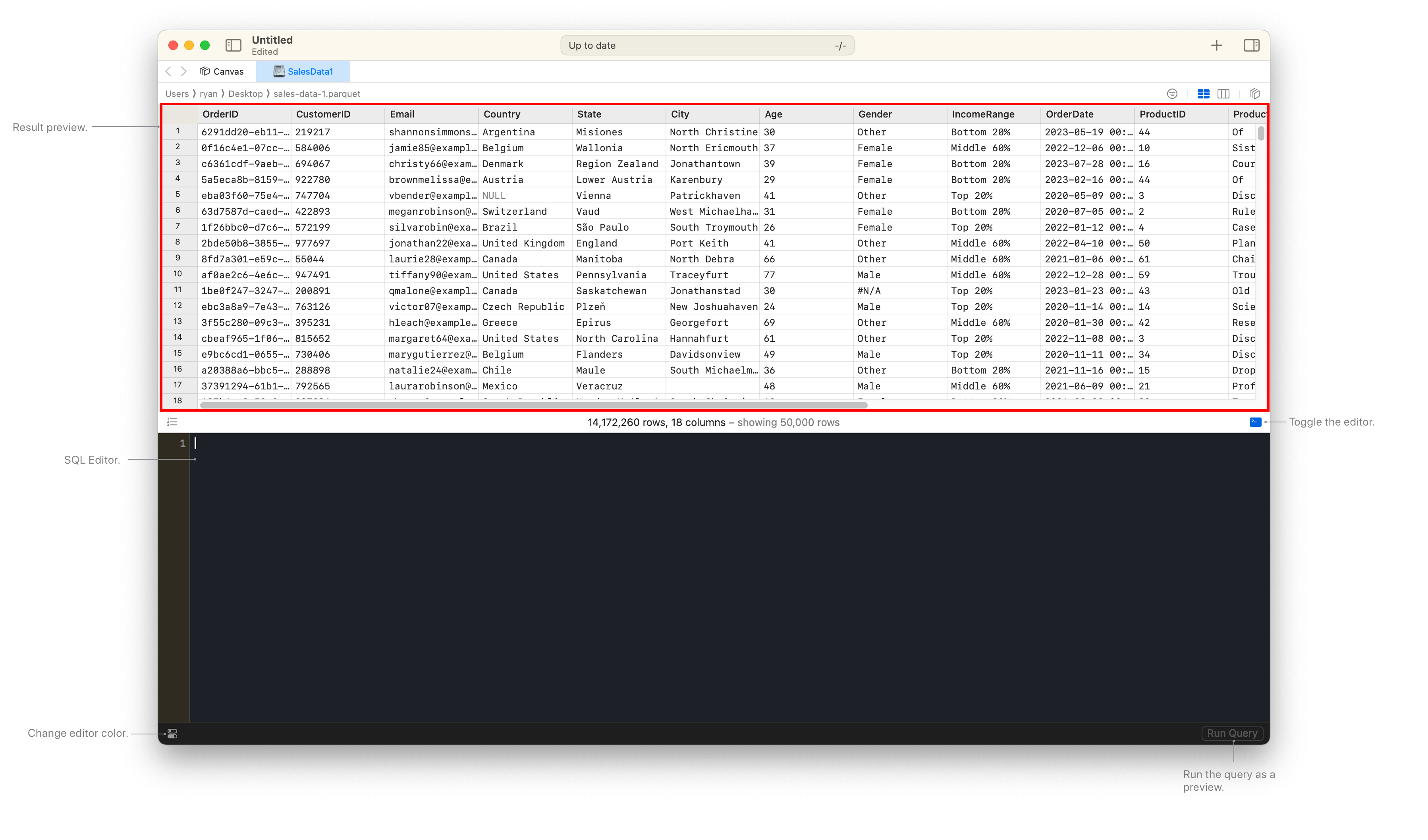 Editor view