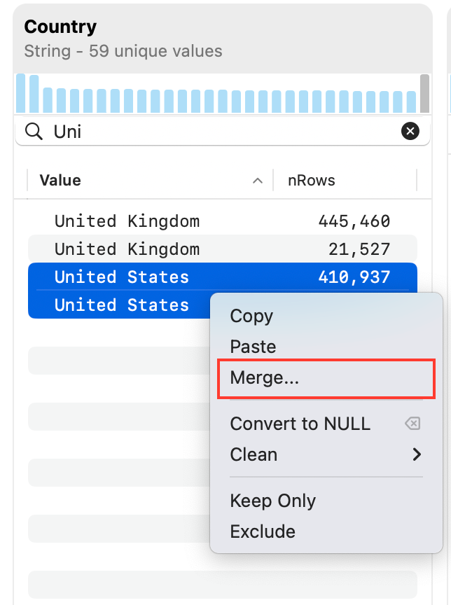 Merge values into one