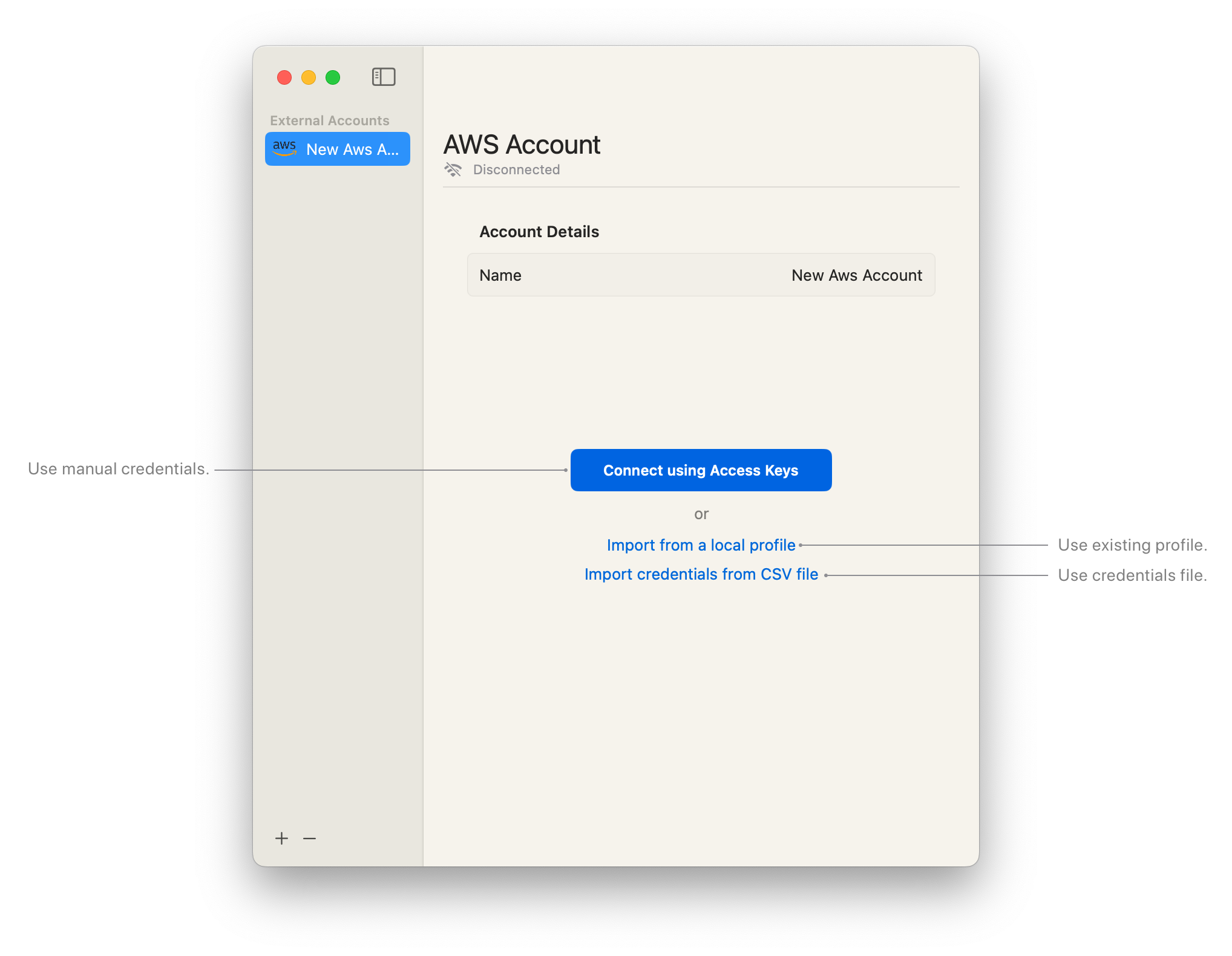 Connect AWS Credentials