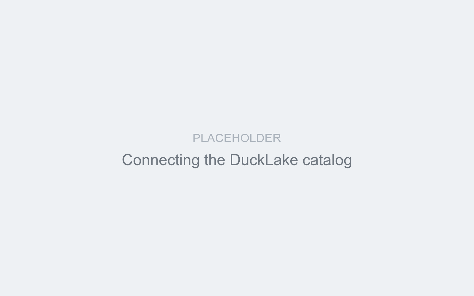 Placeholder: connecting the DuckLake catalog